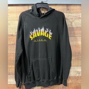 Savage Vibes men's hooded sweatshirt size large